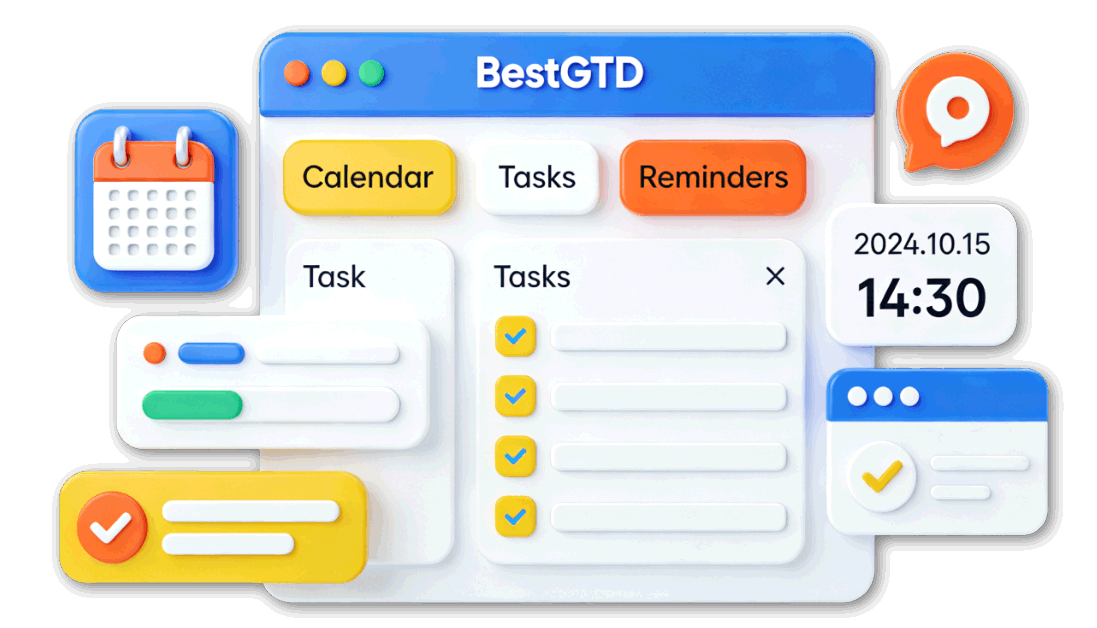 BestGTD time management platform interface on MacBook